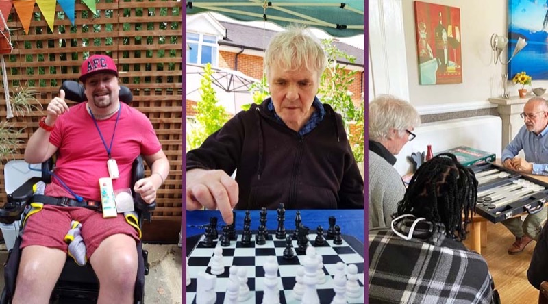 Residents at King’s Lodge playing chess and backgammon together